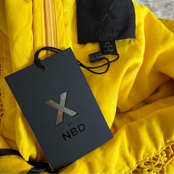 NBD Dreslin Yellow Eyelet Romper Halter Cutout NWT XS - Picture 7 of 8